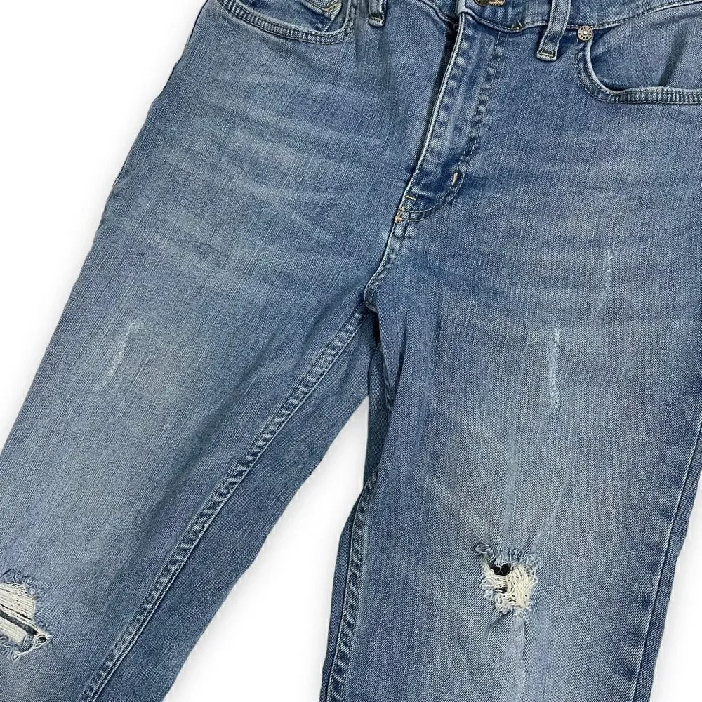 We the Free People Fringe Hem Jeans Distressed Skinny